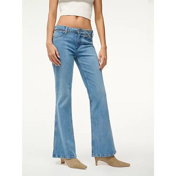 STAUD X WRANGLER The Bikini Jean Flared Mid Blue Size 26 - Picture 3 of 12